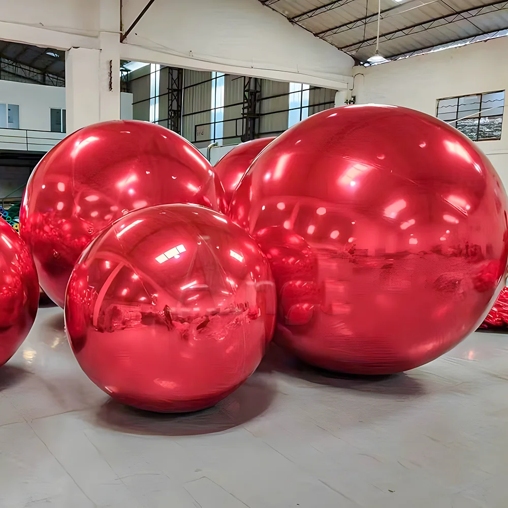 ยักษ์สีแดง Inflatable Mirror Ball ไนท์คลับสะท้อนแสงดิสโก้บอลลูนงานแต่งงานขนาดใหญ่ทรงกลมลอยกิจกรรมตกแต่ง