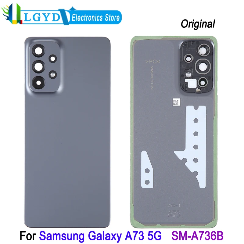 Rear Cover For Samsung Galaxy A73 5G SM-A736B Phone Battery Back Cover with Camera Lens Frame Replacement Part with Logo