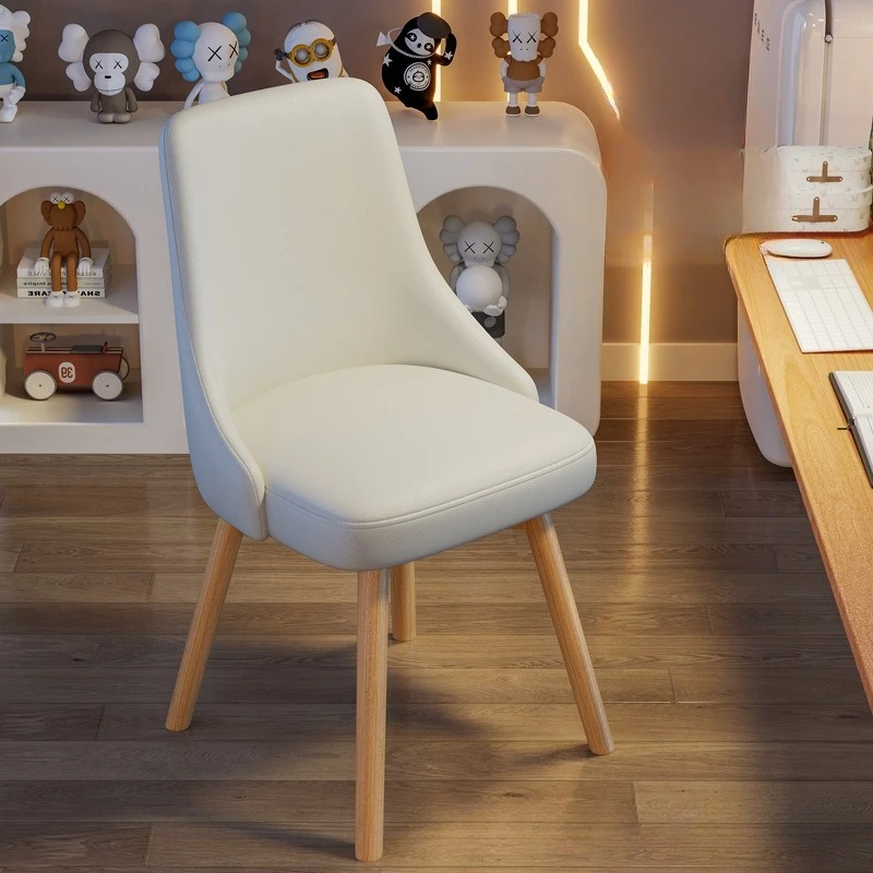 Solid Wood Dining Chair Simple Sedentary Comfortable Study Desk Chair Bedroom Makeup Chair Designer Chair