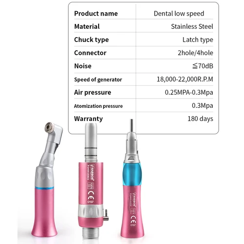 Imagen 2 del producto 1 Uds. Pieza de mano Dental de baja velocidad nariz recta/contriángulo/Motor de aire Micromotor pieza de mano Dental turbina de aire 2/4 agujeros 6 colores
