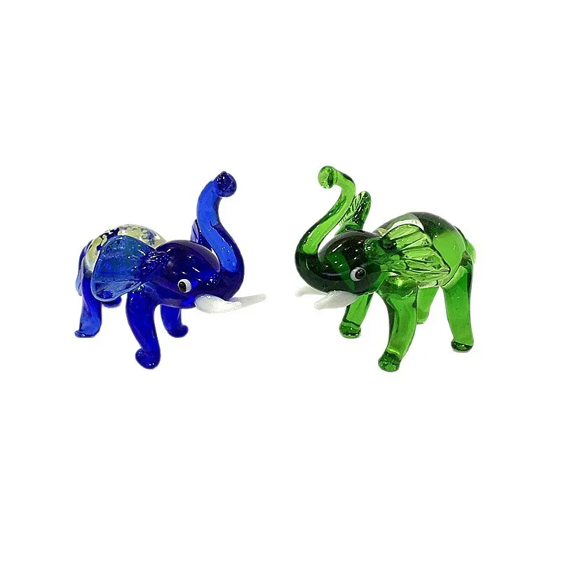 

Handmade Murano Glass Elephant Figurine Fluorescent Cute Animal Small Statue Home Desktop Decor Christmas New Year Gift for Kids