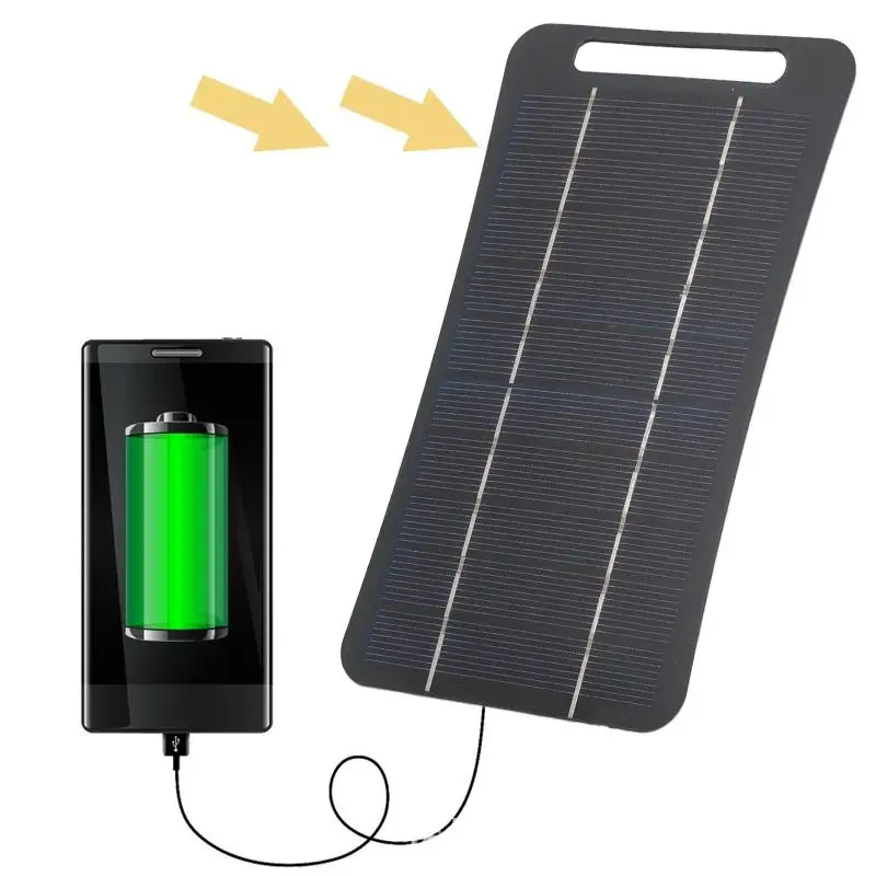 New 2W Solar Charger Portable W/USB-C Fast Charging For Phone Power Banks Camping Hiking Emergency Power Supply