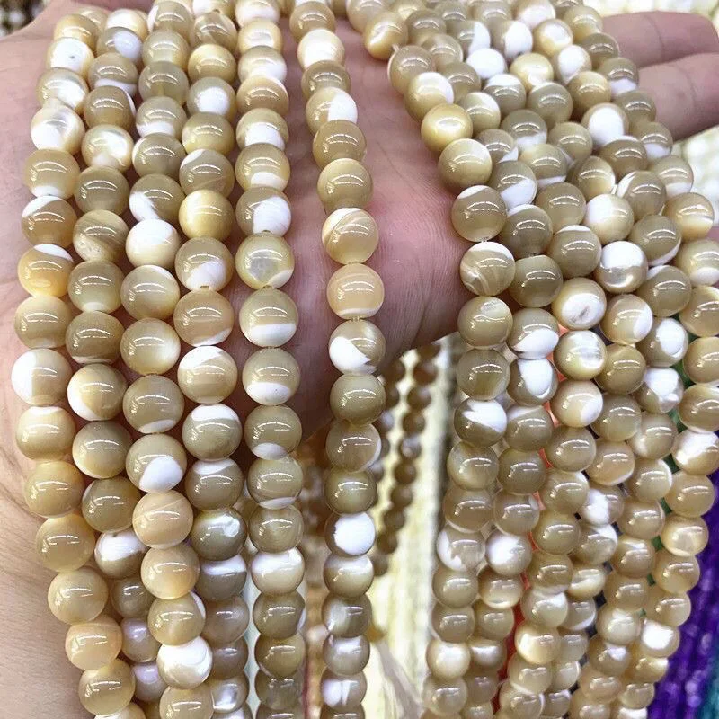 

Pure Natural Original Color Horseshoe Conch Round Beads High Gloss Deep Sea Shell Ancient Style Loose Beads Semi-finished Produc