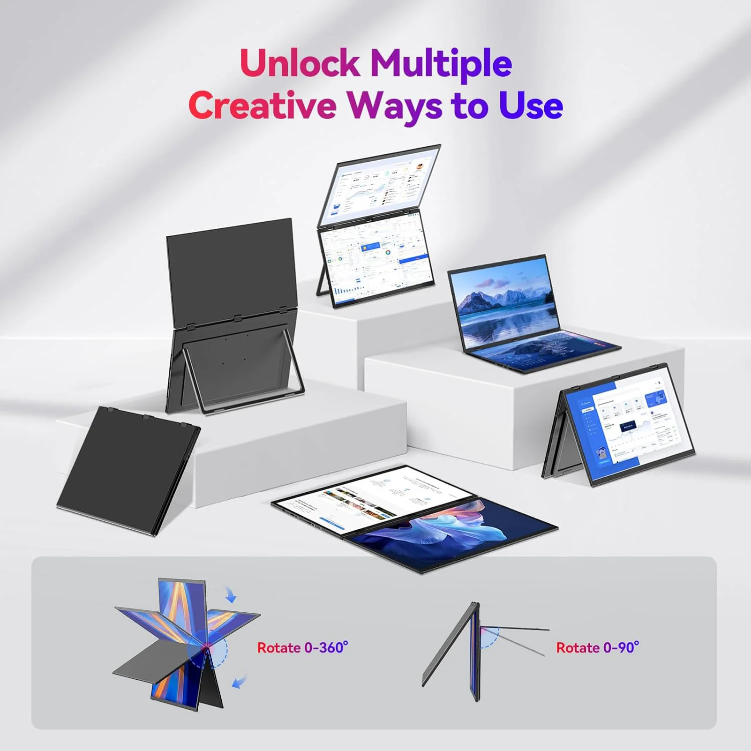 AHXJKA 18.5Inch 100Hz Laptop Screen Extender Dual Monitor Stackable Foldable Triple Monitor For PC Mac Phone Portable Monitor