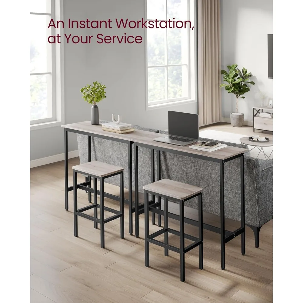 ชุดโต๊ะบาร์สไตล์อินดัสเทรียลพร้อมเก้าอี้ 2 ตัว โครงเหล็ก ขนาด 39.4 นิ้ว