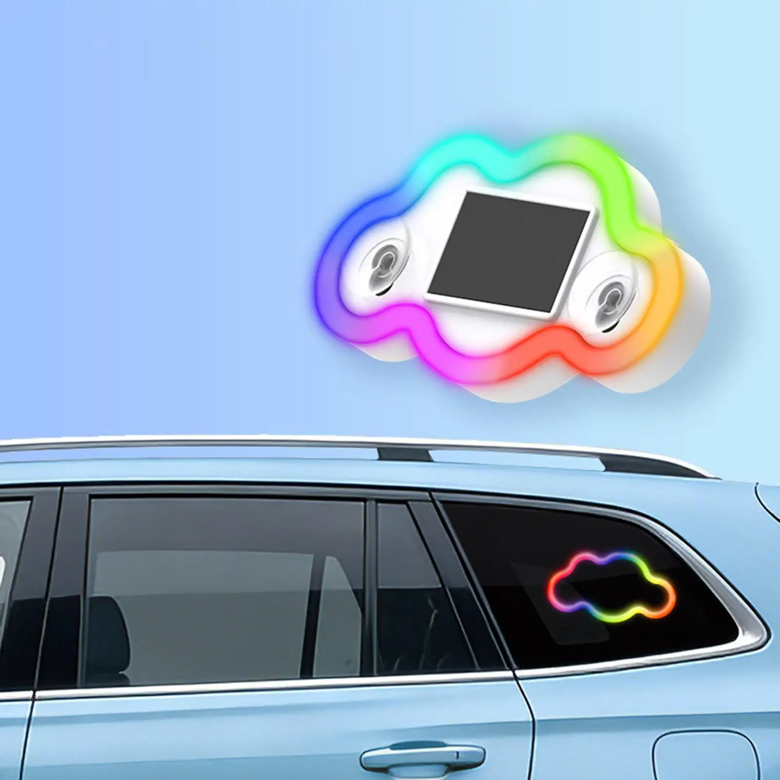 Car Window Light Cloud Shaped Suction Cup Ambient Decor with Multiple Modes Car Window Light Up Sign for Truck Windshield