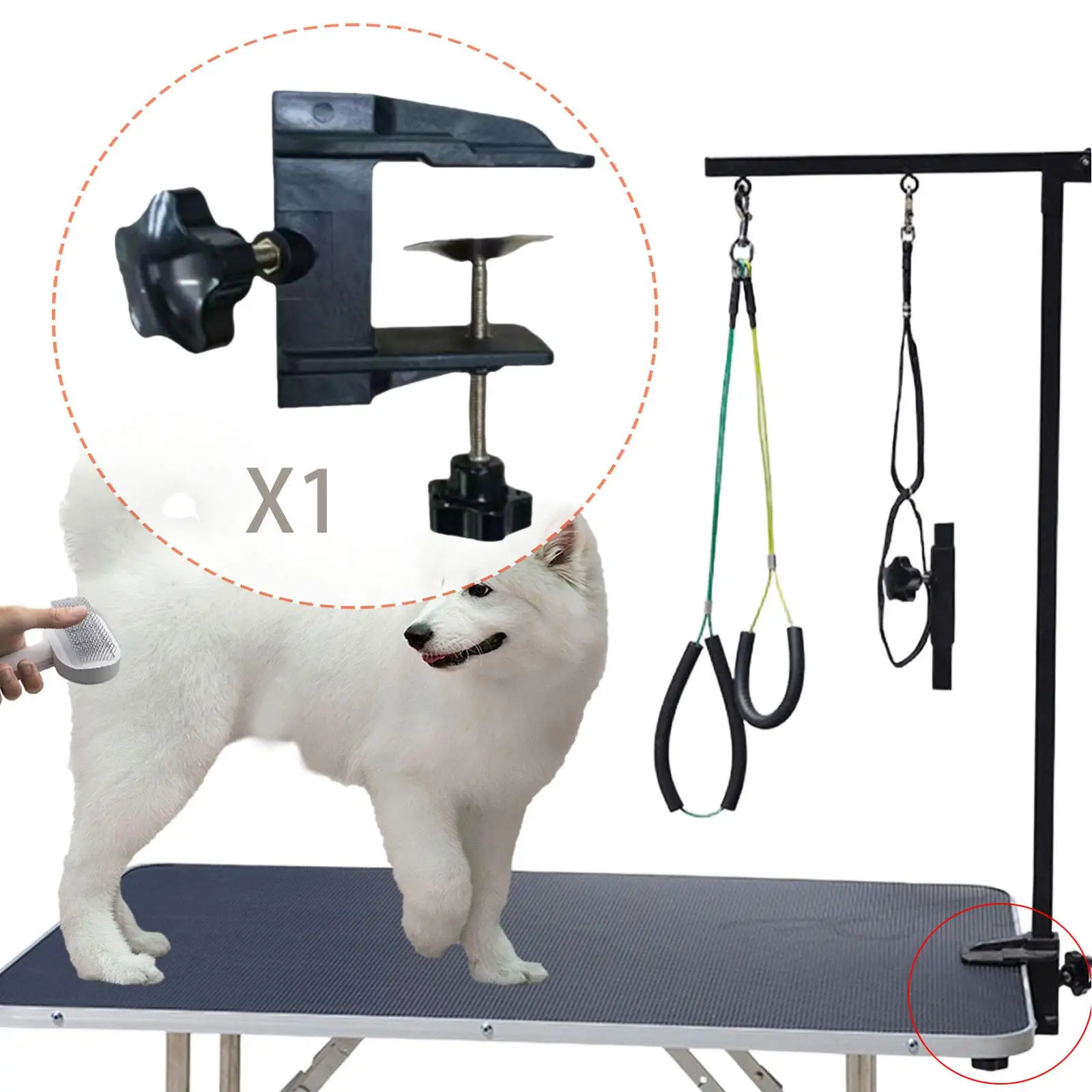 Adjustable Dog Grooming Arm Clamp Holder Heavy Duty Grooming Table Accessories for Pet Grooming Solutions