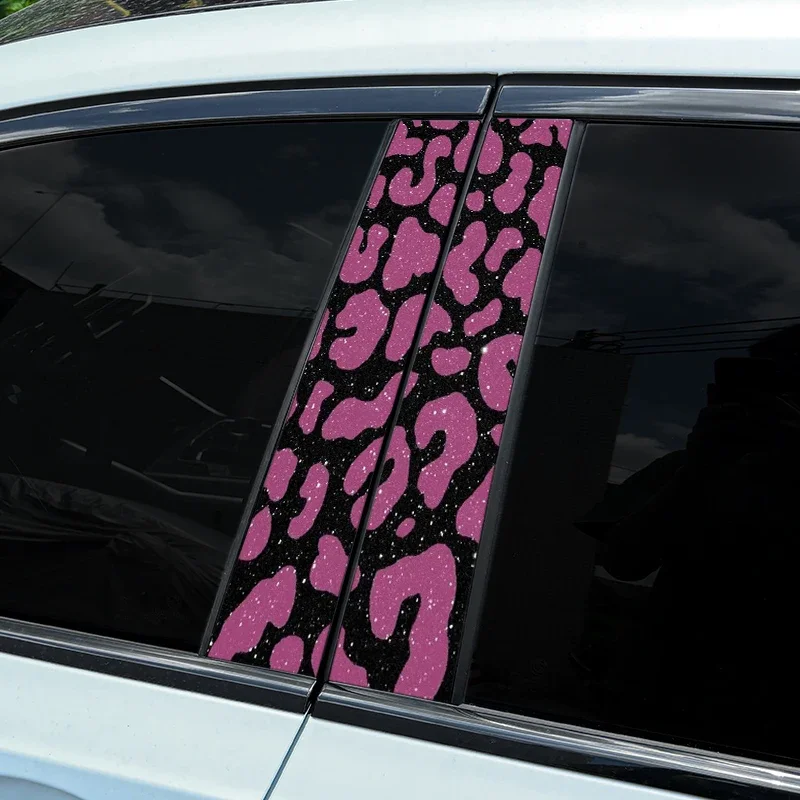 Leopard Print Car Stickers Auto B Pillar Waterproof Center Column Decoration Cover Scratches Sunscreen Vinyl DIY Door Decals