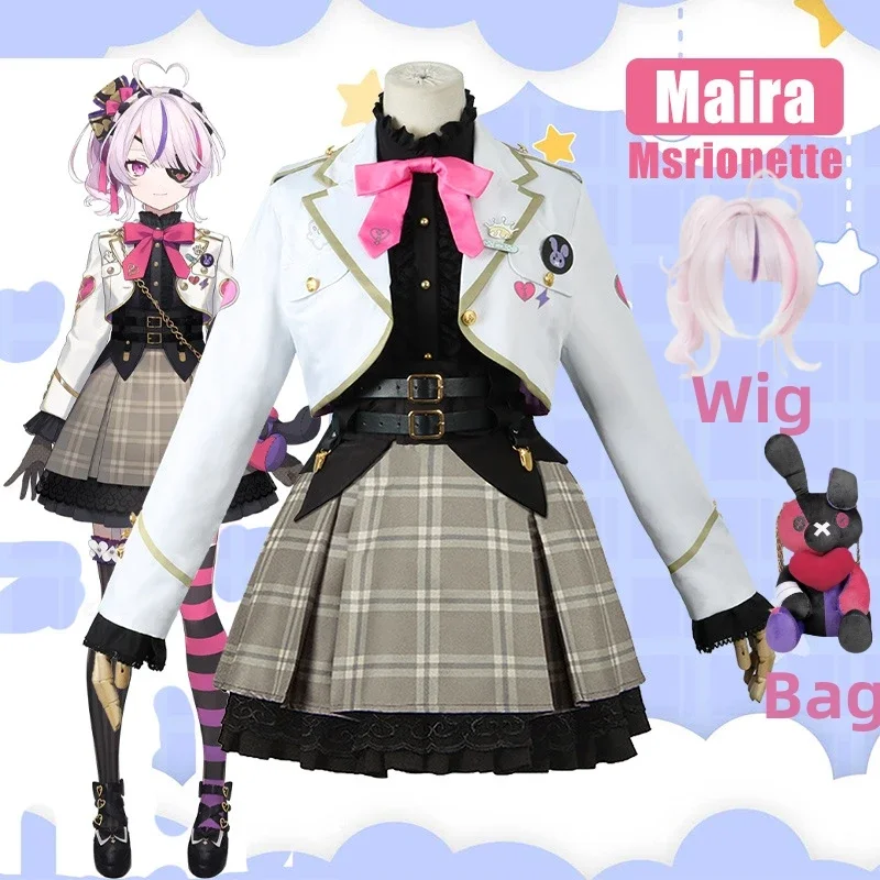 

VTuber Maria Marionette Cosplay Costume Wig Maria Uniform Virtual YouTuber Skirts Set Halloween Party Role Play Clothing