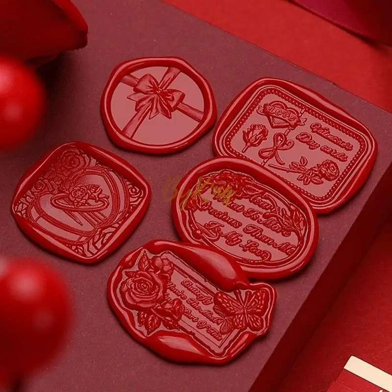 3D Relief Sealing Wax Stamp Valentine Day Lover Couple Rose Ring Promise Decoration Craft Wedding Invitation Gift Packaging