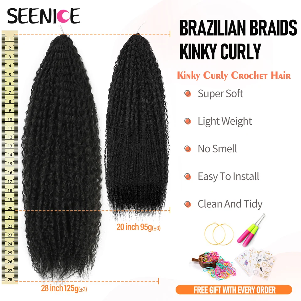 Brazilian Braids Synthetic Crochet Hair Afro Curls Braiding Hair Extensions For Women African Braided Kinky Curly Hair Ombre Red