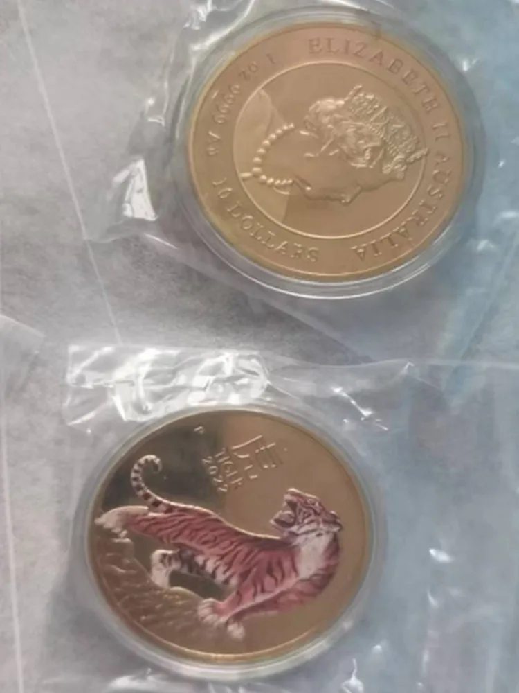 France Twelve Zodiac Chinese Collection Style Year of The Gold Tiger Color 1 Oz Painted Commemorative Coins Metal Crafts