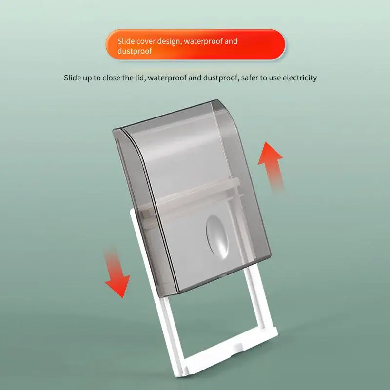Ultra-thin Bathroom Heater Switch Paste Waterproof Cover Flat Push Sliding Cover Socket Anti-splash Protective Mask Cover Box