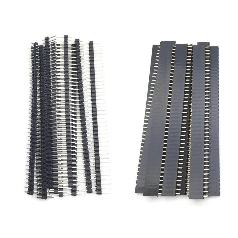 10pcs 5pairs 40Pin 1x40 Single Row Male and Female 2.54 Breakable Pin Header PCB Connector Strip