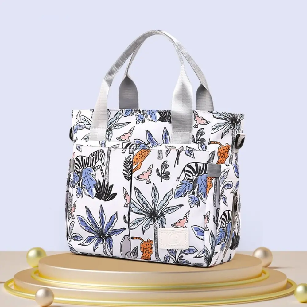 Portable Waterproof Mommy Handbag Oxford Solid Color Baby Care Bag Large Capacity Printing Baby Diaper Bag Travel