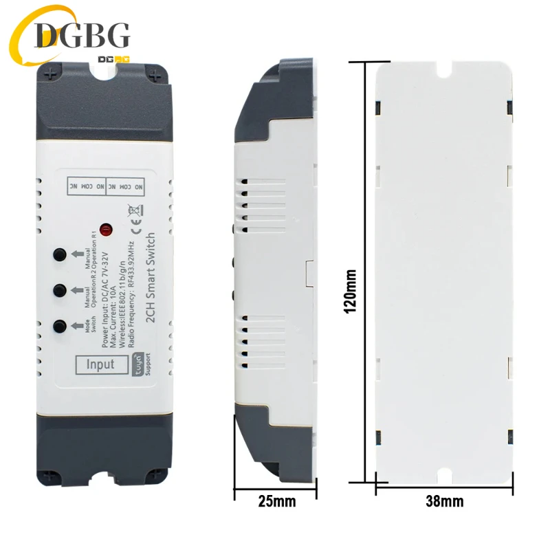 Tuya Smart Wifi Electric Linear Actuator Motor Controller,DC AC 12V 24V 32V 2 Channel Switch,RF433 Remote,2CH Pulse Module Relay