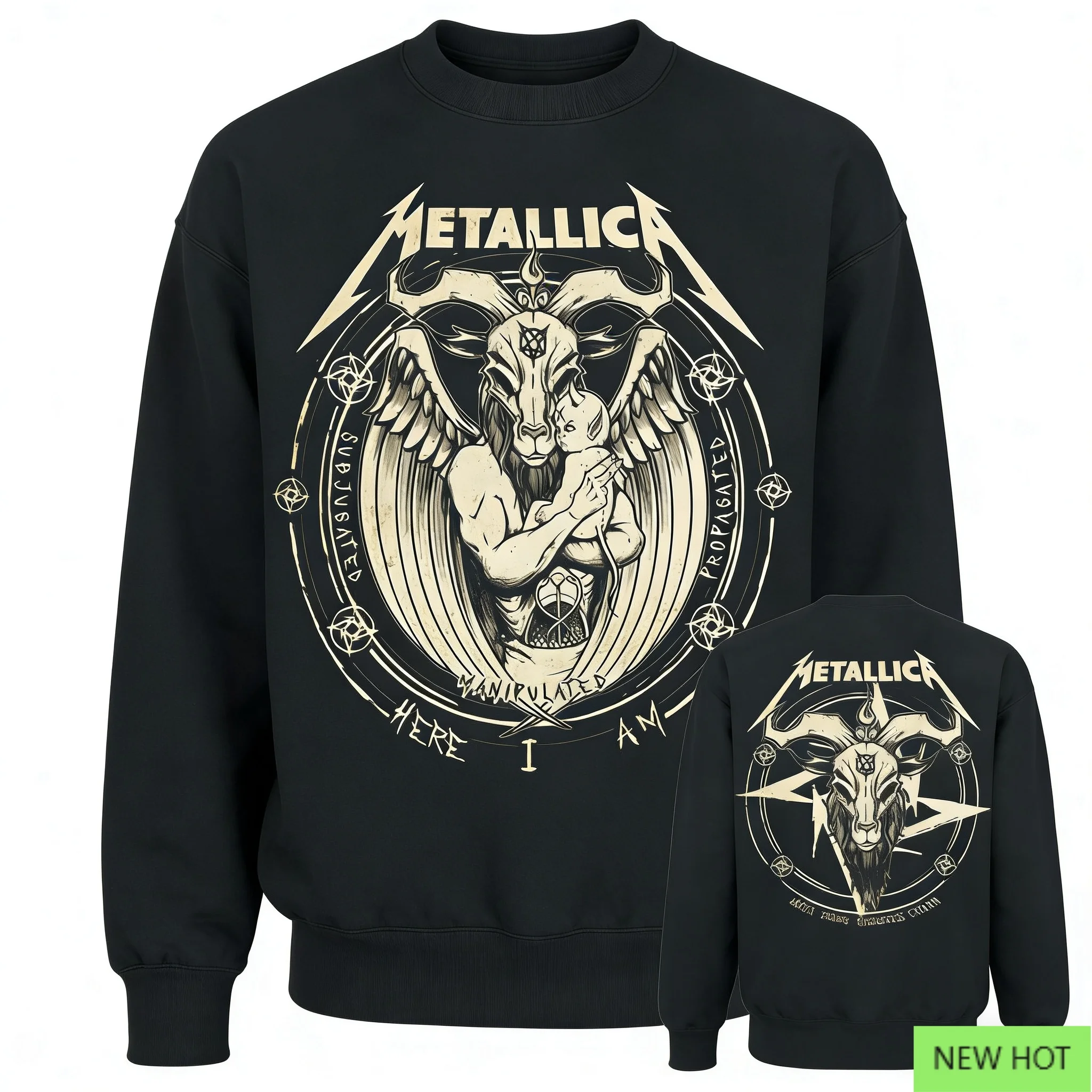 Metallica Here I Am Crewneck، قميص Thrash Metal، مثالي للمعجبين الذين يحبون American Thrash Metal & Dark Concept Vibe #1