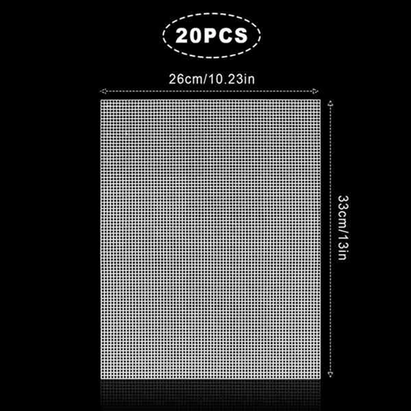 20 Sheets Plastic Canvas, 13X10.2Inch 7CT Transparent Plastic Mesh Canvas Sheets For Embroidery Cross Stitch Mesh Sheets Durable