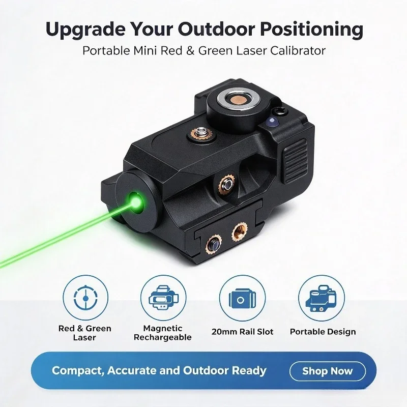 Portable Mini Red Green Laser Calibrator Magnetic Rechargeable 20mm Rail Slot Fixed Outdoor Optical Dot Positioning Instrument