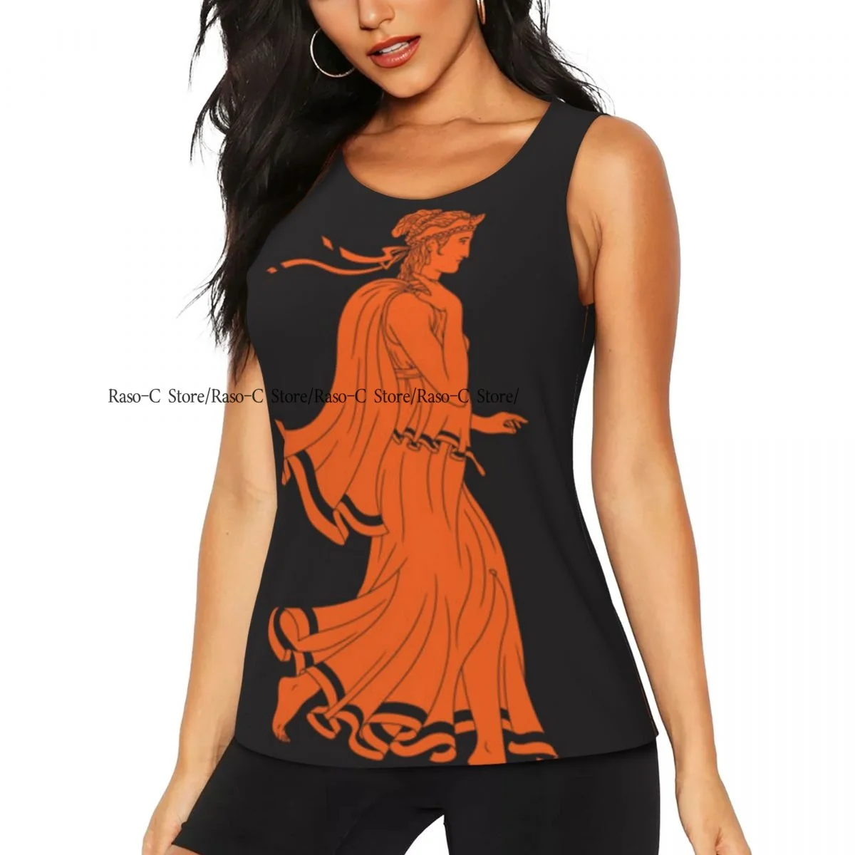

Women's Workout Tank Tops Quick Dry Sleeveless Athletic Shirts Ancient Greek Woman Goddess Dancing Female Figure Gym Yoga Tops