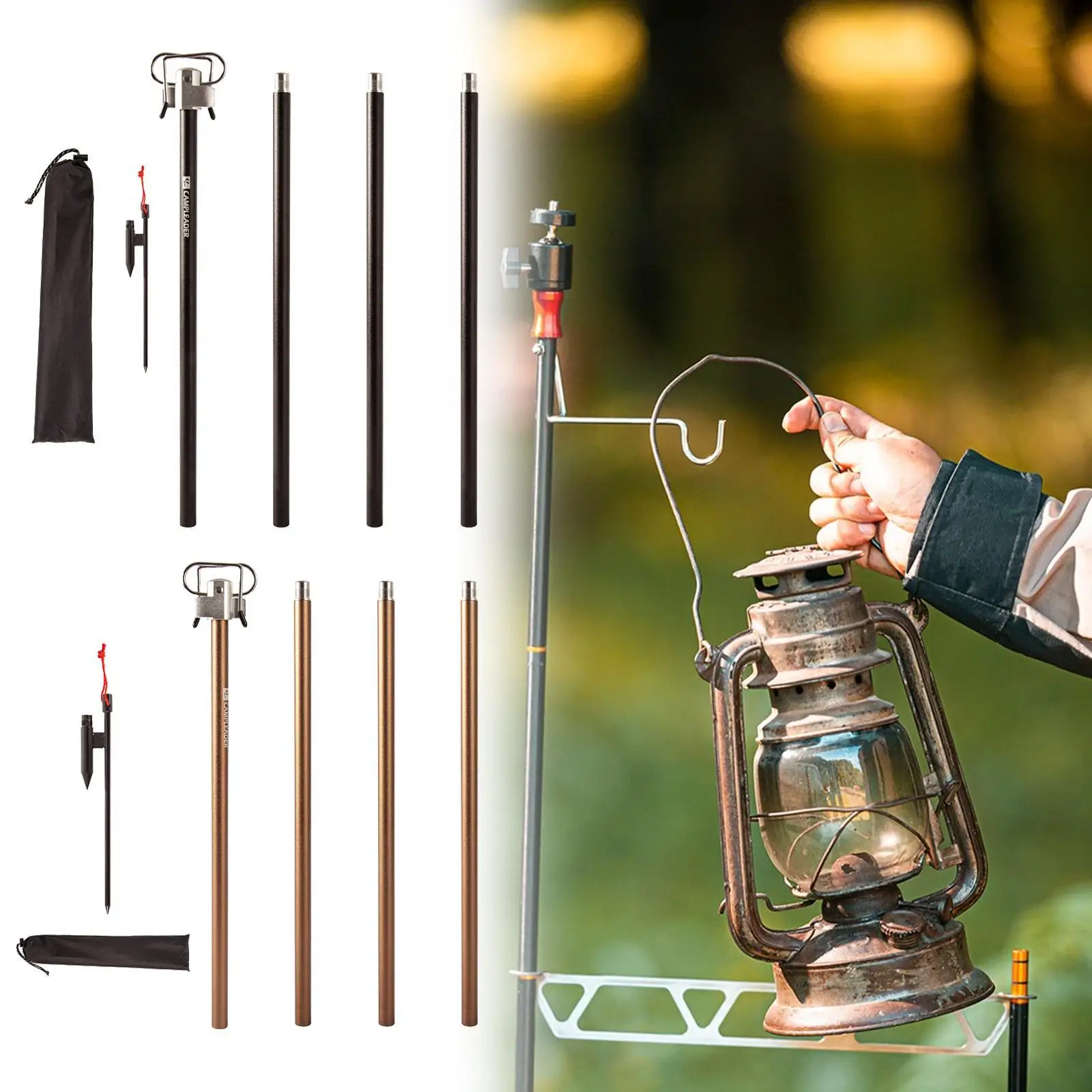 

Camping Lantern Stand Folding Rod Lamp Rack for BBQ Backpacking Traveling