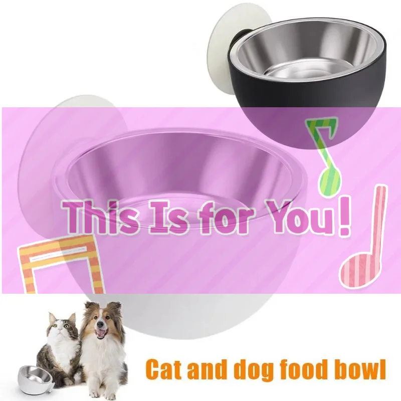 【HMA】Magnetic Wall-mounted Stainless Steel Dog Bowl, Anti-spill Pet Food Bowl, Elevated Cat Bowl, Dishwasher Safe, Rust-proof