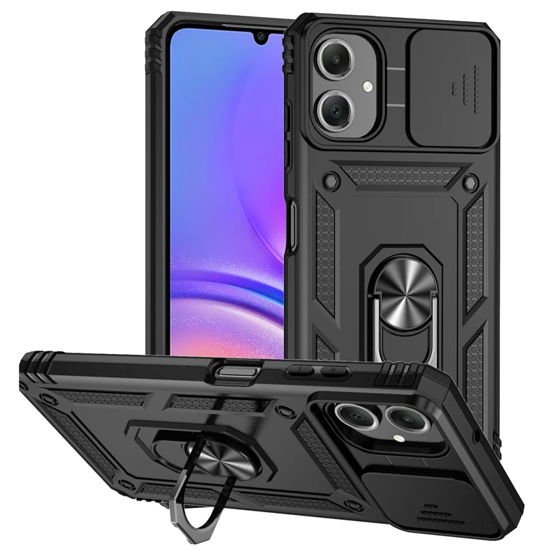 Capa protetora à prova de choque com suporte anel, estojo para Samsung A06, Capas Bumper, Slide Lens, Fundas, Galaxy A06, A 06