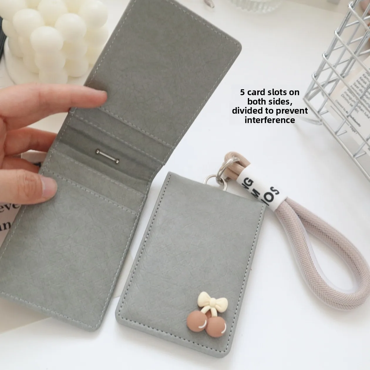 porta-cartoes-de-couro-dupla-camada-resistente-a-interferencia-com-multiplos-slots-para-cracha-de-identificacao-profissional