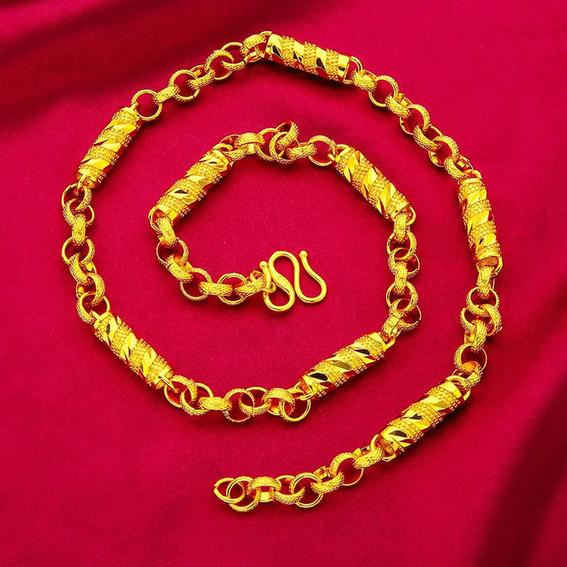 Vietnamese Sand Gold Men s Domineering Twist Bamboo Joint Fortune Necklace Wedding Festival Gift