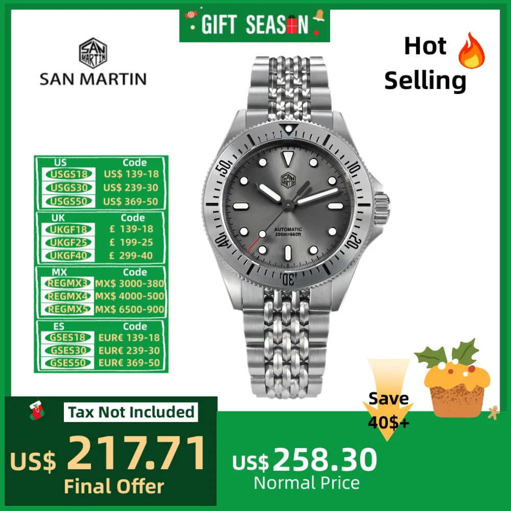 San Martin 38.8mm NH35 Watch Men For Diving Sport Saat On The Fly Adjustable Clasp Enamel Dial Sapphire Relojes 20Bar SN0044B