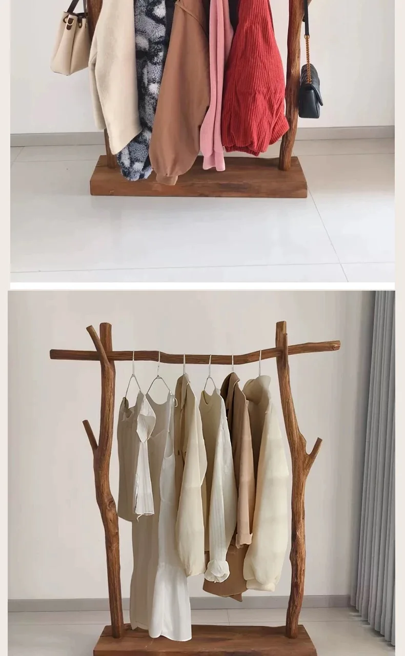 Wood Boutique Clothes Racks Drying Display Stylish Japandi Design Clothes Rack Hotel Modern Colgadores De Ropa Room Furniture