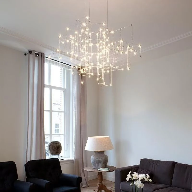 

Duplex staircase chandelierliving room hall modern creative starry sky clothing store front desk bar counter firefly chandelier