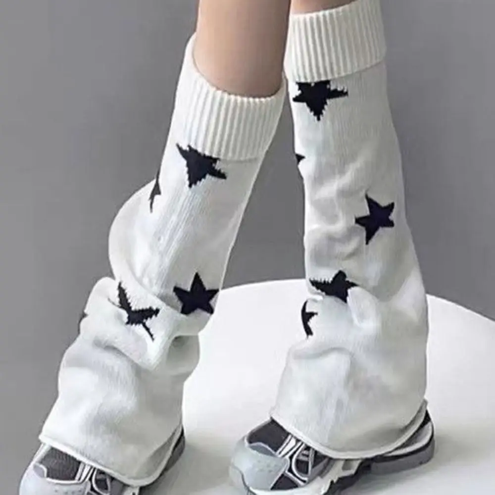 New Acrylic Fiber Long Socks Five Pointed Star Leg Warmers Warm Knitted Socks Knitted Knitted Foot Cover