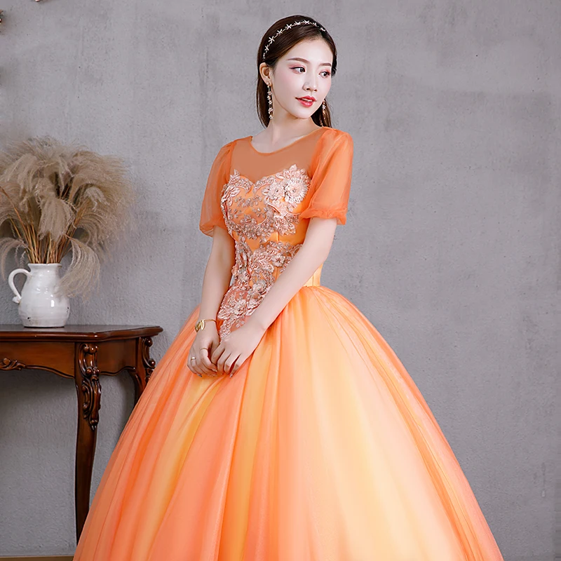 Fairy Sweet Scoop คอ Quinceanera ชุดดอกไม้ประณีต Tulle Ball ชุดลูกไม้ภาพลวงตายาว Vestido De Debutante