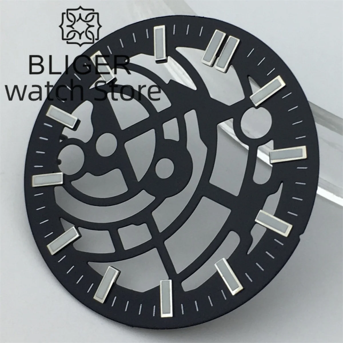 BLIGER-esfera luminosa negra de 31mm con movimiento NH70 NH72, piezas de repuesto para reloj de corona, 3 o 'clock/3,8 o 'clock/4,5 o 'clock