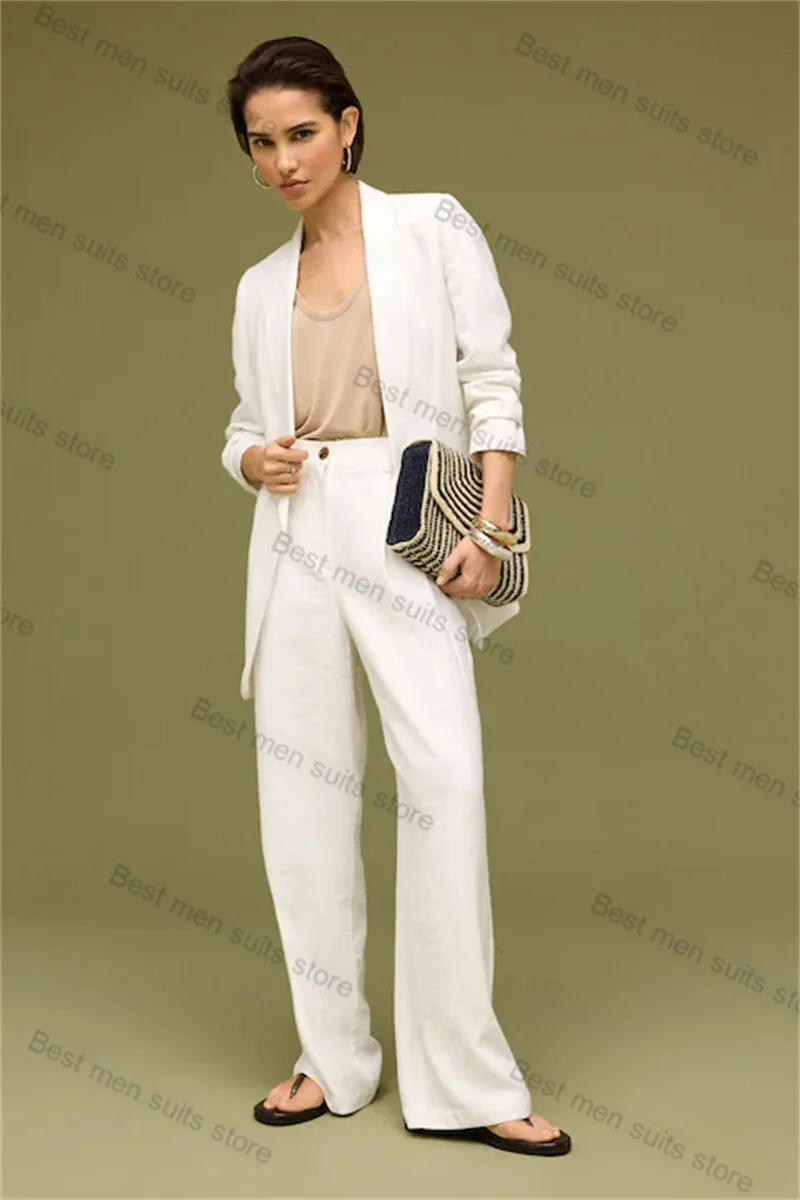 white-formal-women-suit-set-2-piece-blazer-straight-pants-cotton-wedding-tuxedo-custom-made-formal-office-party-prom-jacket-coat