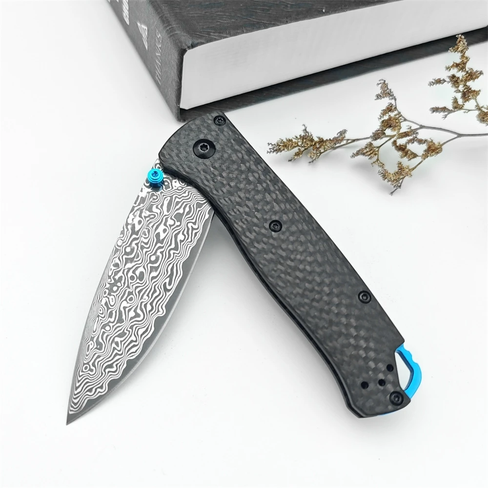 TOP-Selling BM 535-3 Folding Pocket Knife Damascus Steel Blade Carbon Fiber Handle Outdoor EDC Survival Camping Hiking Tools