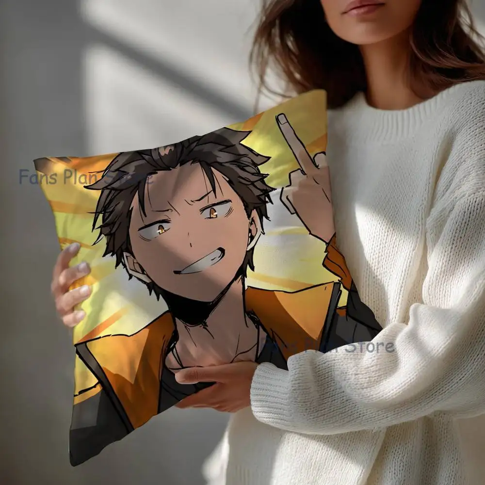 R-Re Z-Zero Natsuki Subaru Pillow Case For Sofa Decor Car Office Room Printing Cushion Cover Decorations and Protector