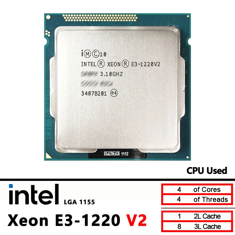 

Intel Xeon E3-1220V2 Б/у E3 1220 v2 Четырехъядерный процессор 3,1 ГГц 8 МБ 69 Вт LGA 1155