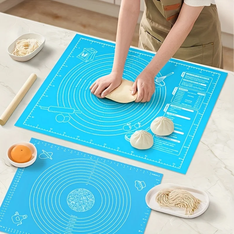 Verdickte Teigrollmatte, Wiederverwendbare Backmatte, Multifunktionale Antihaft-Backmatte, zum Ausrollen von Teig, Kneten und Backen von Gebäck