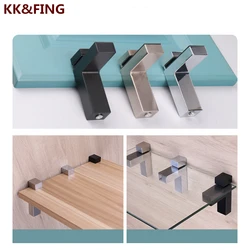 KK&FING Adjustable Glass Clamps Wall Mount Glass Shelf Holder F Clip Punch-free Glass Fixed Folder Wood Shelf Bracket