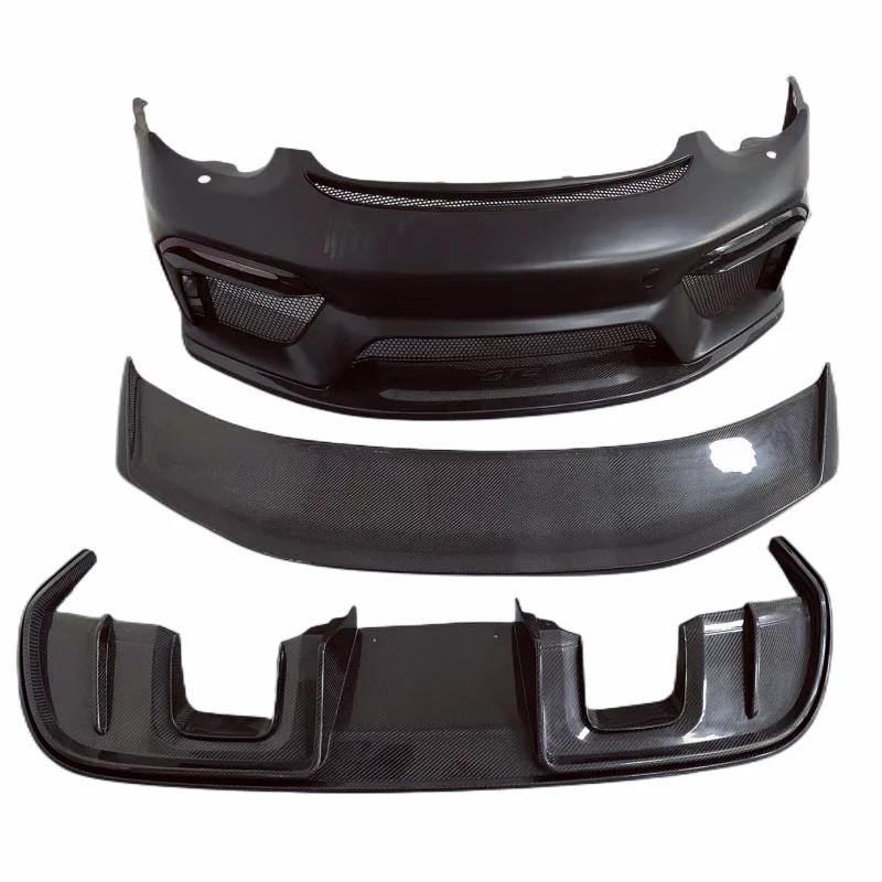 

For the Porsche Cayman 987.2 Upgrade a Style Semi Carbon Fiber Front Bumper Rear Diffuser Rear Spoiler Body Kit