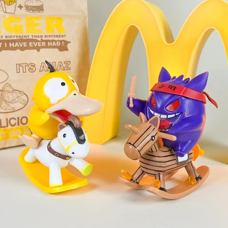 New Pokemon Figurines Rocking Horse Psyduck Kawaii Gengar Figures Car Accessories Cute Room Decoration Gifts Children Toys