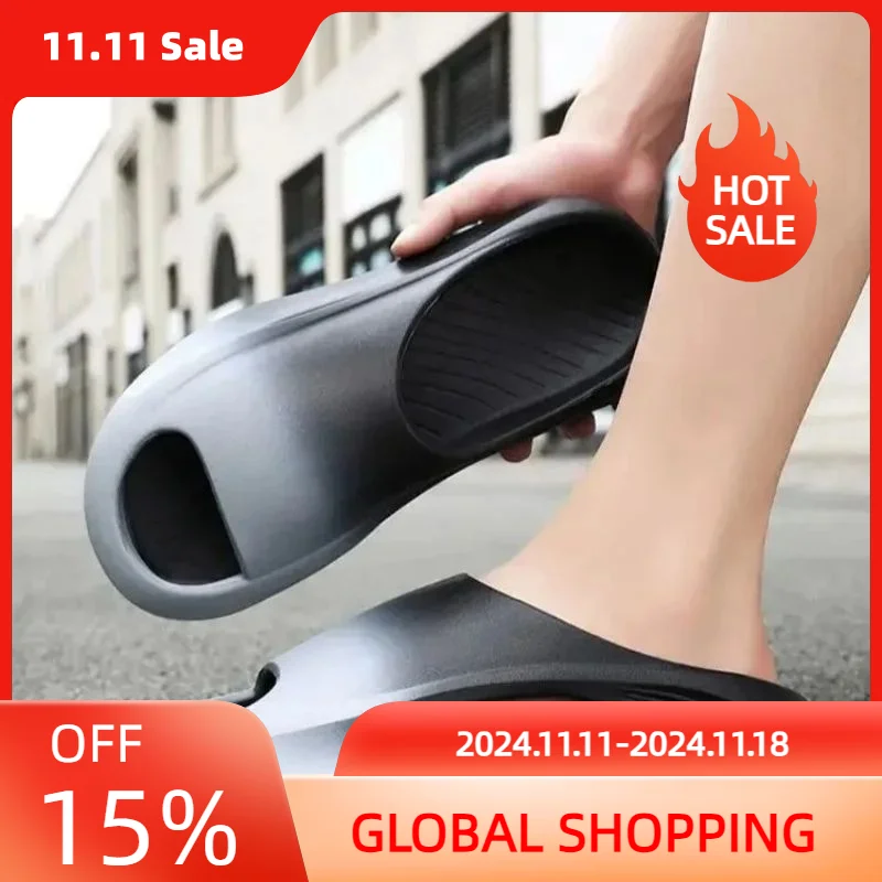 

Beach Slippers Men Basketball Sport Sandal Mop Stomping Shit Feeling Thick Bottom Outer Wear Anti-slip One Word Mop Gradual