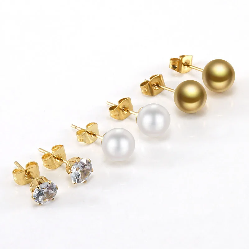 

10PCS Fashion Niche Design Pearl Stainless Steel Zircon Earrings for Women Stud Earrings Jewelry Gifts Accessories Wholesale