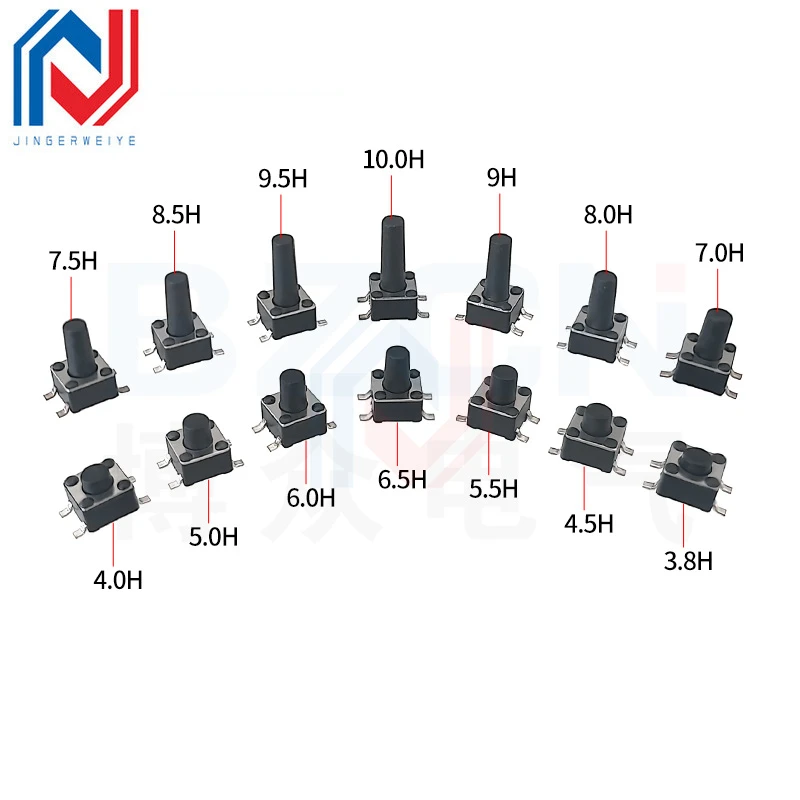 50Pcs/lot TS-C015 Touch Switch Patch 4.5*4.5*3.5 mm-10mm Vertical Four-Leg High Temperature Resistant Micro-Motion Button