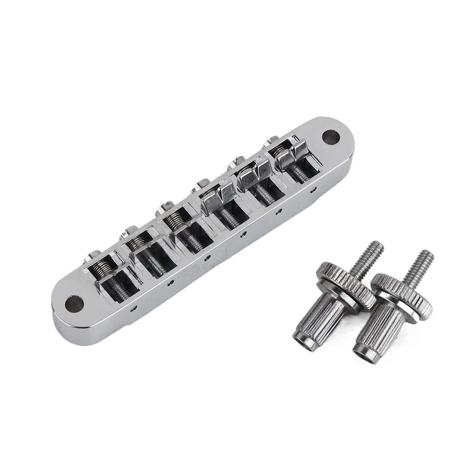 Electric Guitar Fixed Saddle Bridge 6 Strings Chrome ABR-1 Style Tune-O-Matic Bridge for ABR LP SG EPi Electric Guitar