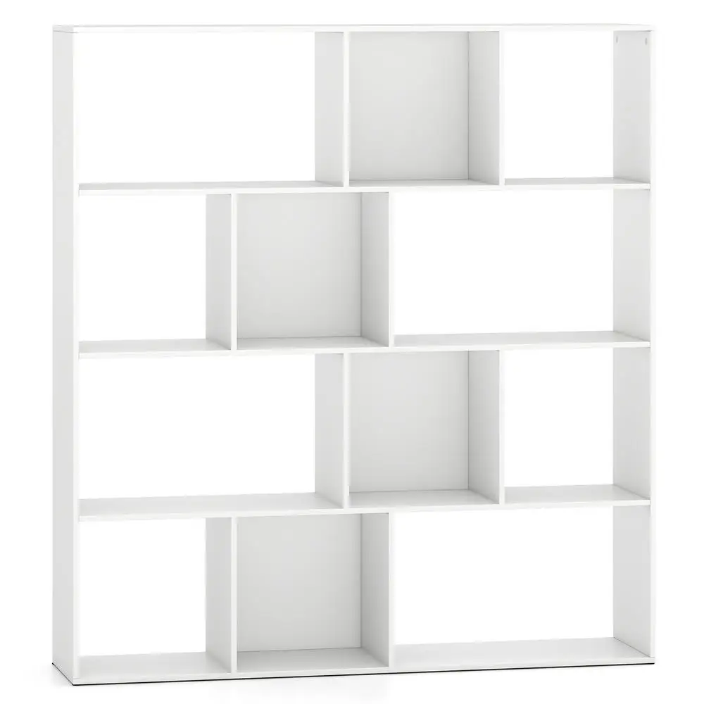 Open Shelf Bookcase Tier Modern Bookshelf With Storage CompartmentsWhite