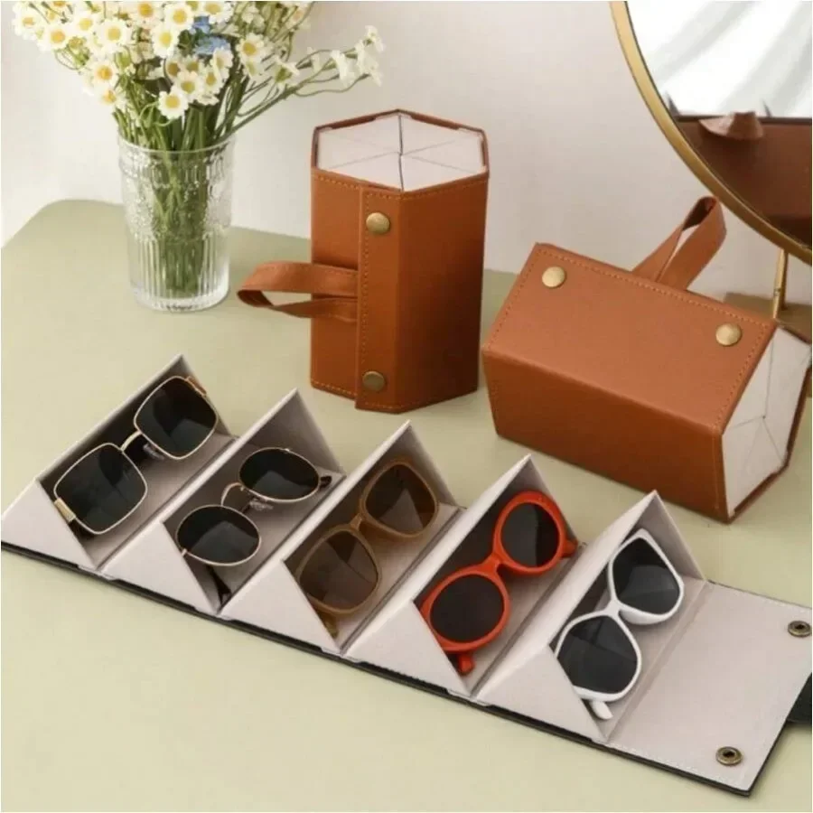 Large Capacity Sunglasses Storage Box 5 Compartments Jewellery & Sunglasses Organizer Travel Glasses Container Case