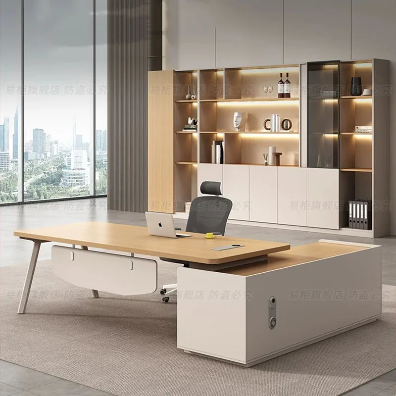 Luxury Wooden Office Desk Executive Study Modern Computer Gaming Office Desk Decoration Aesthetic Scrivania Salon Furniture